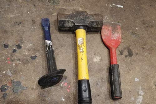 Lump hammer, 60mm bolster and cold chisel