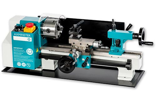 Small industrial lathe used for cutting and shaping metal