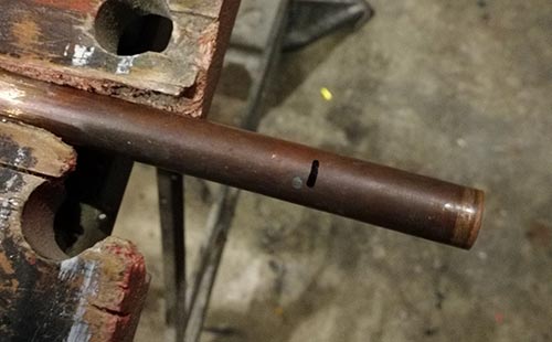 Copper pipe marked for cutting