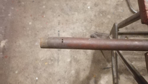 Copper pipe clamped in Workmate