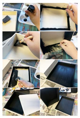 Stages of painting for decoupage
