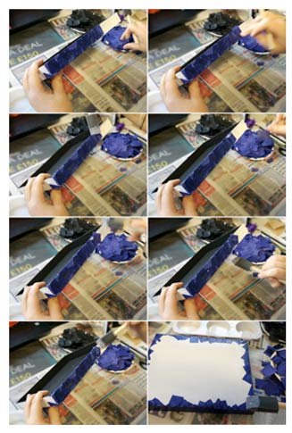 Sticking on tissue paper
