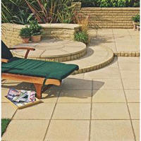 Patio constructed using sand stoneslabs