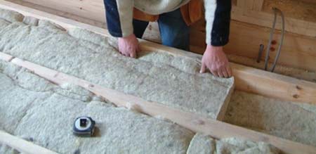 Insulation placed between ceiling joists