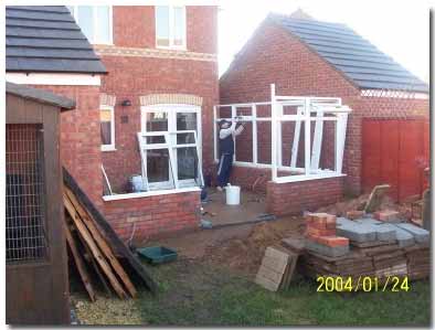 DIY conservatory upvc side modules fixed to dwarf wall