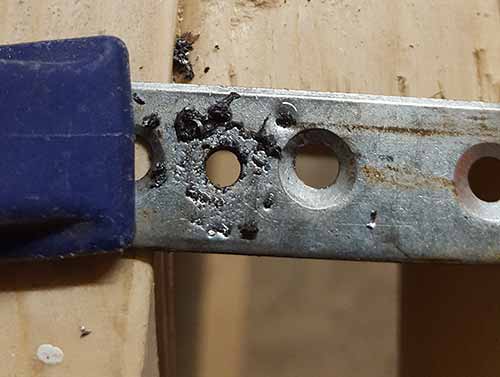 4mm pilot hole drilled