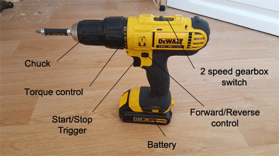 Combi drill with featured labeled