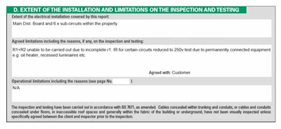No tested in EICR report