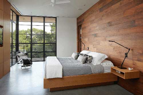 Contemporary bedroom feature wall