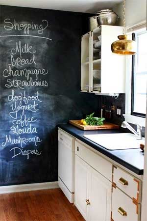 Kitchen chalk board feature wall