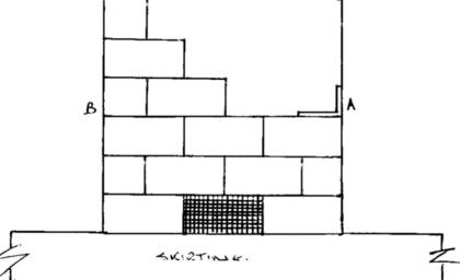 Fire Place front view showing bricks being laid and also position of air brick