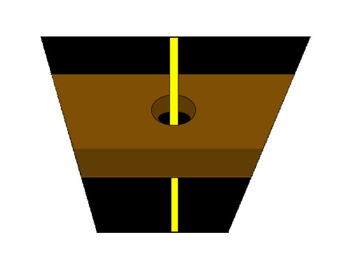 Fishing tape passed through hole in joist