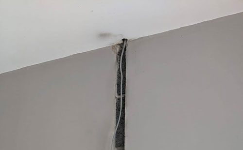 Chase cut in wall for cables