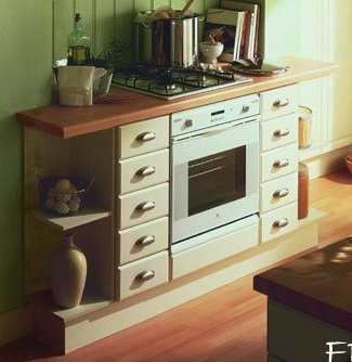 Kitchen base units with fitted cooker