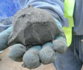 Screed mix ball tested for mix consistency