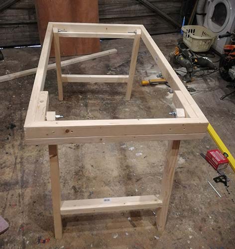 Workbench frame sat up on its legs