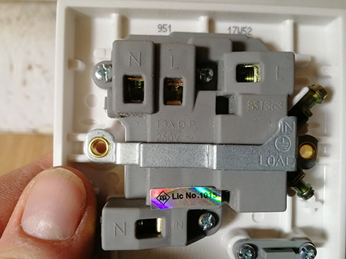 Reverse view of fused connection unit showing all connection terminals