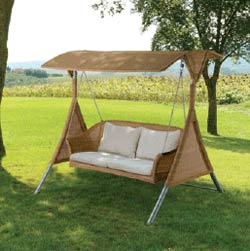 Swinging garden chairs are ideal for the garden
