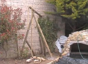 Rope Swing Frame Attached to the Garden Wall