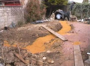 Dig out the Stream and lay sand to protect the liner