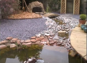 Garden makeover with cave and stream