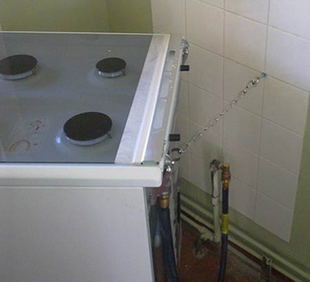 Gas main connected to cooker