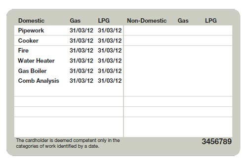 Gas safe register id card rear