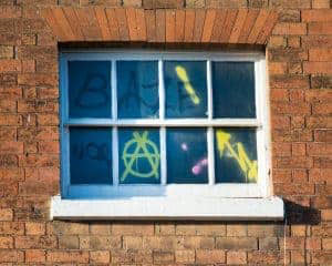 Graffiti to be cleaned off of window