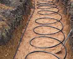 Ground source heating pipes installed in trench