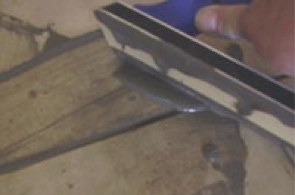 Tile grout pushed well into tile joints