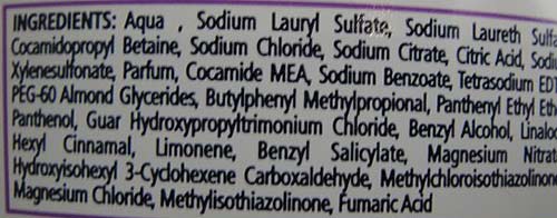 Hand washing product contains SLS (sodium lauryl sulphate)
