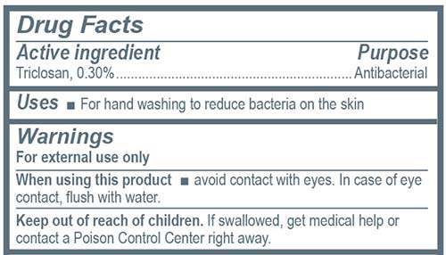 Hand washing product contains Triclosan