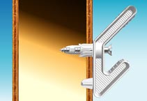 Cross section of hollow door with hook fixing inserted