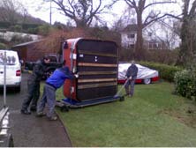 Moving hot tub in to position