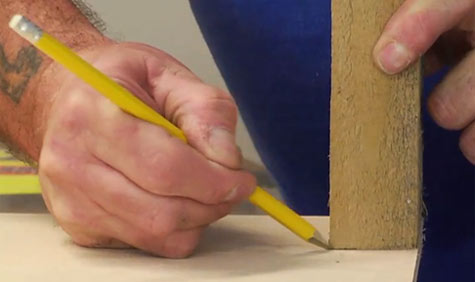 Marking shelves to fit around posts