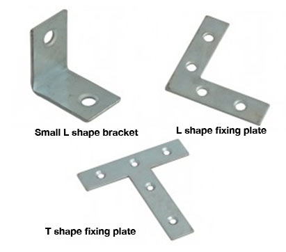 Selection of brackets for building shelves and workbenches