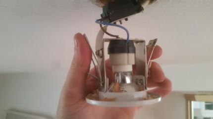 Inserting downlight into ceiling
