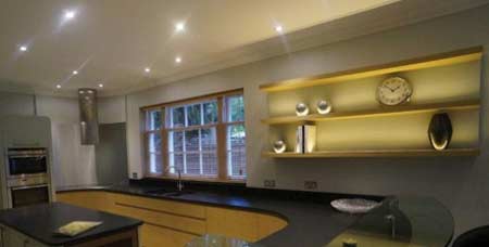 Downlighters installed in kitchen