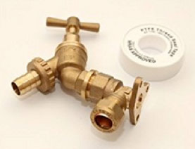 Outside tap with double check valve