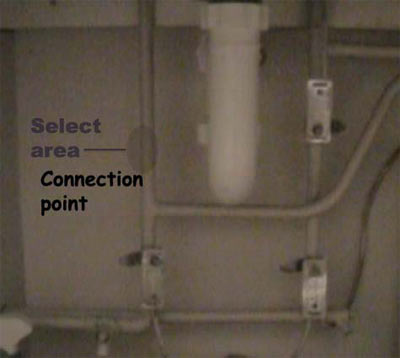Cold tap connection under kitchen sink