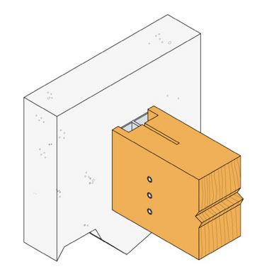 Dowels showing in a Concealed Beam Hanger