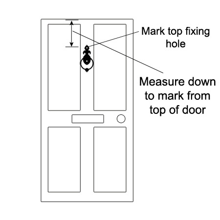 Knocker positioned and top fixing hole marked