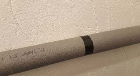 Tape holding lagging on pipe