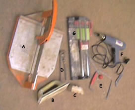 Essential tools for ceramic or quarry tiles