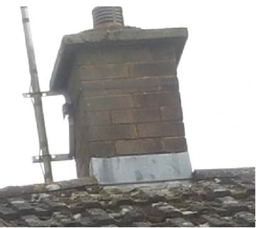 Apron flashing on a chimney stack