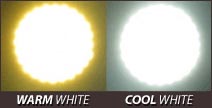 Warm white and cool white LED colour examples