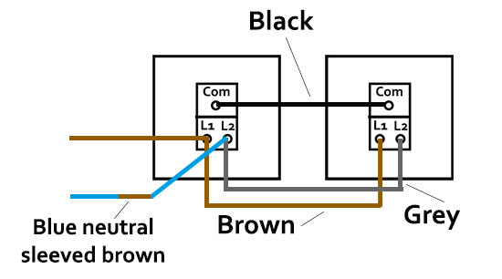 Common wiring for a 2 way light switch