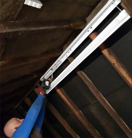 Fixing new loft light to rafters