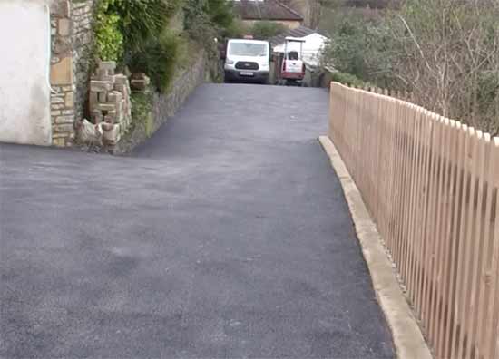 Freshly laid macadam driveway