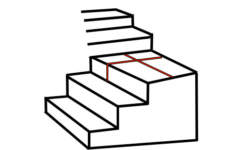 Measuring a half landing section of a staircase for carpet